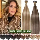 Balayage NANO Ring Tip Russian Remy Real Human Hair Extensions Thick Micro Beads