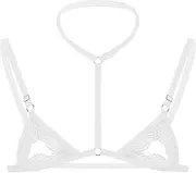 Men's Floral Hollow Out Strappy Bra Sissy Lace See Through Sheer Bralette Adjustable Straps Bikini Lingerie Top