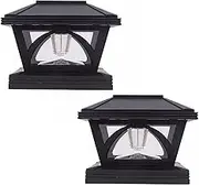 2 Pack Outdoor Flame Light Solar Post Deck Fence Cap