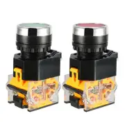 2PCS DPST 4 Terminals 22mm Dia Red Green Momentary Pushbutton Switch 10A 440V