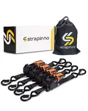 Strapinno 4pcs Retractable Ratchet Straps Bundle 1 in x 6 ft, Secure Tie-Down...