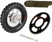 YC Yier 2.50-10'' Rear Tire Wheel Rim Sprocket Drum Brake and Chain and 12mm Axle for XR CRF CRF50 XR50 TTR50 PW50 Pit Bike Mini Dirt Bike SSR Coolster 50cc 70cc 110cc