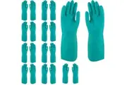 10 Pair Safetyware Chem-Pro Chemical Resistant Long Flocklined Nitrile Gloves Bulk 18mil Thick Green for Cleaning Oil Dishwashing Kitchen Mechanic General Purpose