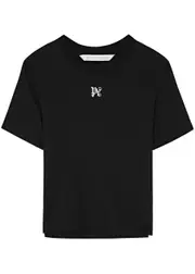 Palm Angels Logo-embroidered Cotton T-shirt - Black And White - S (UK8-10 / S) S (UK8-10 / S)