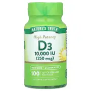 Nature's Truth, Vitamin D3, High Potency , 250 mcg (10,000 IU), 100 Quick Release Softgels