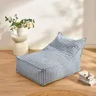 Cadence & Co. Oscar Faux Linen One Seater Bean Bag Lounge Cover Navy