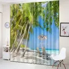 Beautiful Coconut Beach 3D Curtain Blockout Photo Printing Curtains Drape Fabric
