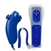Remote Controller for Wii, Wii Remote and Nunchuck Controllers with Silicon Case and Strap for Wii and Wii U (Dark Blue)