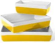 [MARTHA STEWART] 3 Piece Oven to Table Stoneware Bakeware, Baking Dish & Casserole Set - Yellow