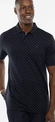 NWT Travis Mathew Cape Verde Heater Black Patterned Golf Polo Shirt Mens Medium