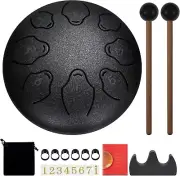 Rain Drum for Outside,6 Inch 8 Notes Steel Tongue Drum Hand Drums with Bag Stick