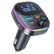 Bluetooth 5.3 Car Adapter, Wireless Radio FM Transmitter with 3 Fast-Charging...