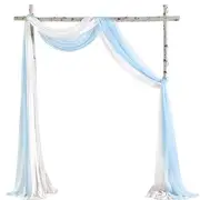 Wedding Arch Draping Fabric 20Ft Blush Chiffon Fabric Dusty Blue & White