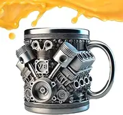 Metal Coffee Mugs | 300ml Coffee Travel Mug - Leakproof Engine Design Double-Wall Vacuum Flask Water Bottle for Hiking Car Gym Camping Outdoor