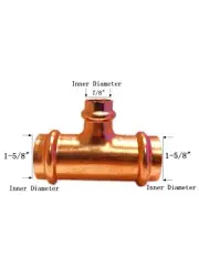 Libra Supply 1-1/2'' x 1-1/2'' x 3/4” inch Press Copper Reducing Tee, P x P x P