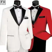 LUCCI Men's Classic Fit Tuxedo w/ Black Sateen Lapel & Trim - 36S-56L - NEW