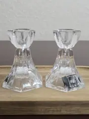 Crystal Candlestick Holder Mikasa Brand "Metro Flair" Set of 2 Made in Slovenia