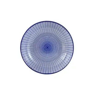 【Just Home】日式藍紋十草陶瓷5.5吋湯盤/深盤(藍色線條餐具)