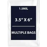 1.5Mil 3.5" X 6" | LDPE Clear Flat Poly Bags, Flexible & Durable | Multiple Bags