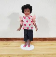Dollhouse Modern Girl Black Brown Doll Daughter Porcelain Poseable 1:12 Scale
