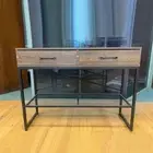 100cm Hallway Table Console HallSide with 2 Drawers Metal Mesh Shelf