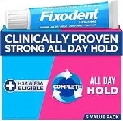 [Fixodent] Original Secure Denture Adhesive Cream for Full and Partial Denture Wearers, 2.4oz (Pack of 5)