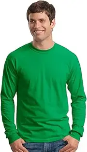 [Gildan] Mens Plain Crew Neck Ultra Cotton Long Sleeve T-Shirt (UK Size: XL) (Irish Green)