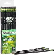 Ticonderoga Pencils, Wood-Cased, Graphite #2 HB Soft, Black, Office Supplies, 24-Pack (13926)