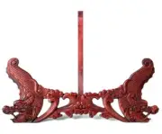 Rosewood Dragon Fish Round Plate Display Easel Display Holder Stand Disk Rack