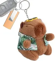 Capybara Keyring - 12cm/4.72 Inches Capybara Plush Keychain | Plush Cute Animal Ornament With Cloth And Sunglass | Cute Hangable Decoration, Backpack Accessory For Boys Girls