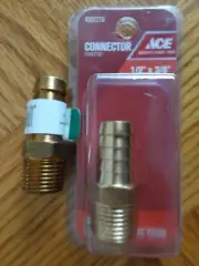 Lot of 2 Ace 1/2" Barb x 3/8" Male NPT MPT Brass HOSE BARB Connector Adapter