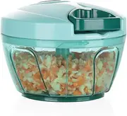 Ourokhome Mini Garlic Chopper Grinder - Manual Processor for Vegetables, Garlic, Onions (Blue)