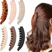 Nogeqi Pack of 6 Banana Clip Hair Large Banana Clip for Thick Thin Hair, Vintage Banana Clip Women's No Slip Leopard Banana Hair Clips for Women Girls