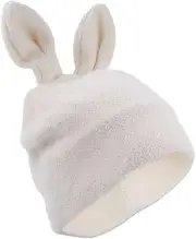 [WESIEVYA] Rabbit Ears Beanie Frog Warm Hat Fashion Hat Hats Animal Wool Knitted Hat Lovely Hat Girl Hat Wool Hat Women Hat Wool Lady Hat Funny Chenille Fabric Black
