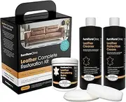 Furniture Clinic Leather Complete Restoration Kit | Includes Leather Recoloring Balm, Leather Cleaner, Protection Cream, Sponge & Cloth | Restores & Repairs (White)