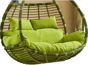 Hanging Swing Chair Seat Cushion for Garden Furniture, Waterproof Double Papasan Chair Cushion with Pillow, Large Thicken Hanging Egg Hammock Chair Cushion Replacement for Patio Green