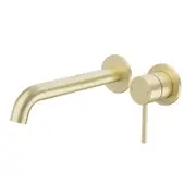 Caroma Liano II Wall Basin / Bath 210mm Mixer - 2 x Round Cover Plates - (Body & Trim) - Lead Free Brushed Brass 96352BB6AF