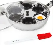 Stainless Steel Nonstick Egg Poacher Pan Poached Egg Maker Cooker,6 Egg Cups NEW