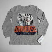 Carter's COOLEST BROTHER Long Sleeve Graphic Shirt Boy's Size 5T Gray