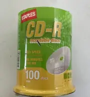 CD-R 80 Minute Recording Discs - Staples 700MB 52x Speed 100 Disc Pack Sealed