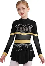 [Moggemol] Kids Girls Cheer Leader Costume Long Sleeve Cheerleading Uniform Dress Halloween Fancy Dress Up