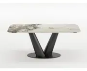 Clevedon Multi-color Stone Top Dining Table/Steel Leg