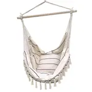 Soho Pinstripe Hanging Hammock Chair with Matching Cushions - Cream