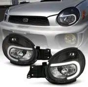 For 2002-2003 Subaru Impreza Outback WRX RS TS Black LED Tube Headlights Pair (for: Subaru)