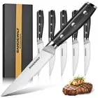 Steak Knives Set of 6 - Serrated Sharp Blade,Japanese Steak Knives,Full Tang ...
