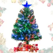 24 Inch Small Pre-lit Artificial Christmas Tree, Fiber Optic Tabletop Xmas Tree