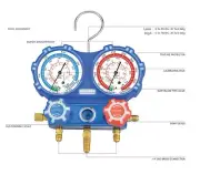 2 VALVE AL manifold 60" 600psi hoses 80mm gauges For R134A R404A WK-C6001B-60