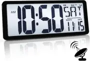 Atomic Clock with Backlight, 14.2" Large Digital Wall Clock Battery Operated, Di