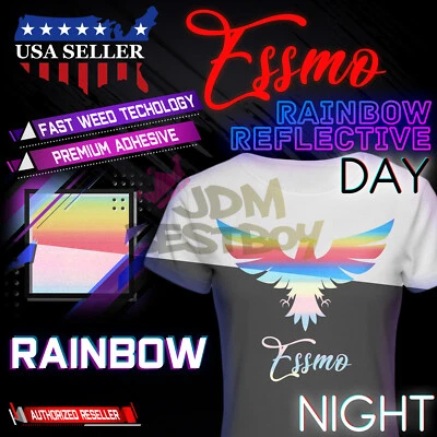 Rainbow Patterned Reflective Heat Transfer Vinyl HTV T-Shirt Iron On Press #PR07