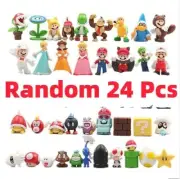 RANDOM 24pcs Super Mario Bros Action Figures Kawaii Bowser Anime Figure